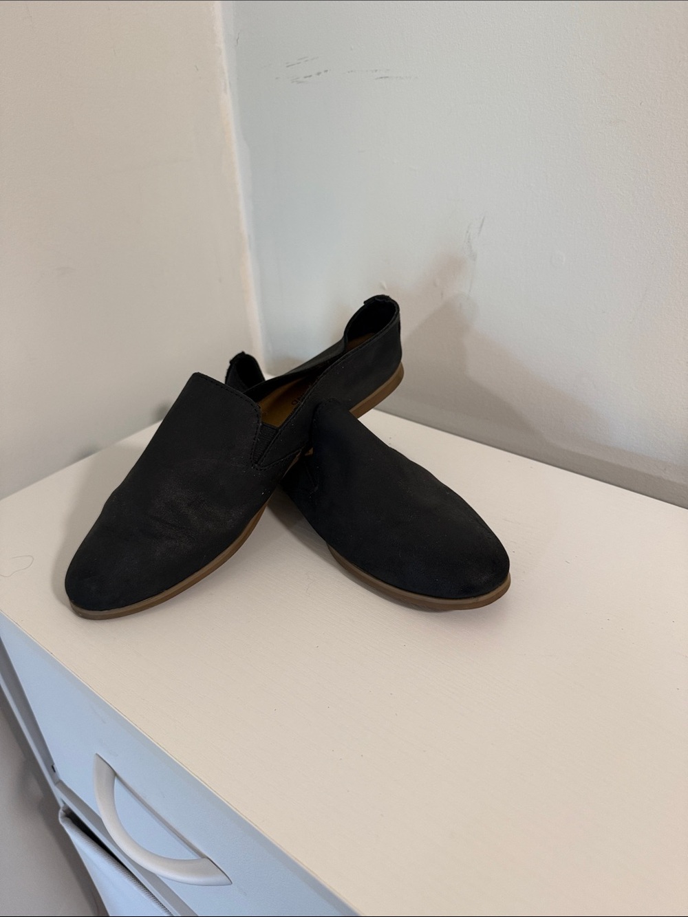 Lucky Brand Black Slip-On Flats with Brown Sole